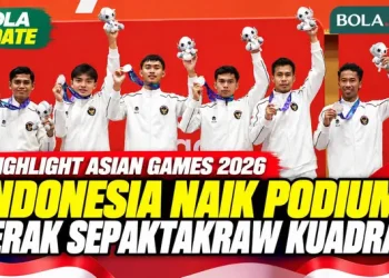 Pengalungan Medali Sepaktakraw Putra Indonesia di Asian Games 2026