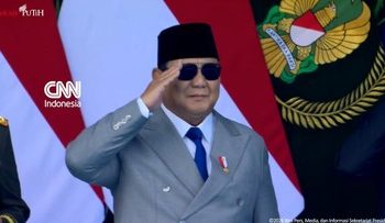 Prabowo Memimpin Upacara HUT ke-81 TNI